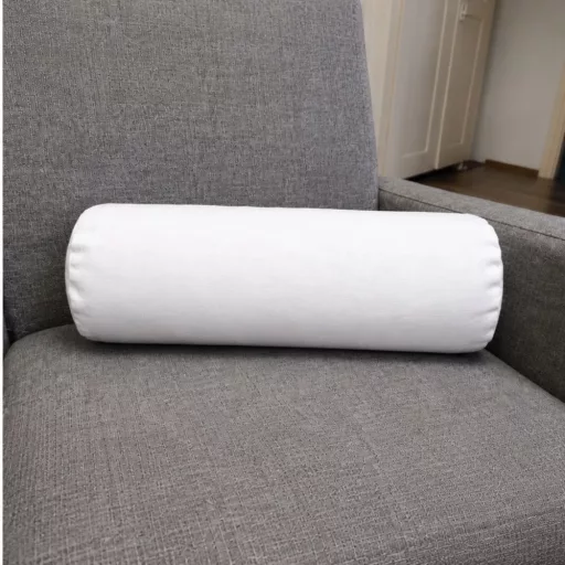 Hengerpárna huzat 15Ø x 40 cm méretben hófehér vászon