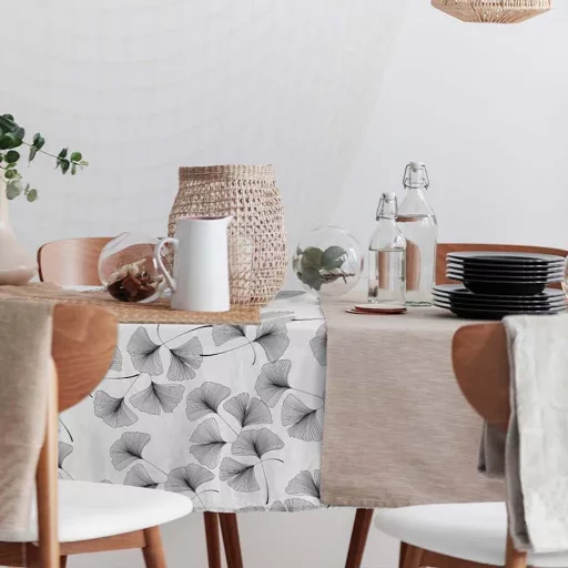 Prémium impregnált modern asztalterítő - GINKO fehér